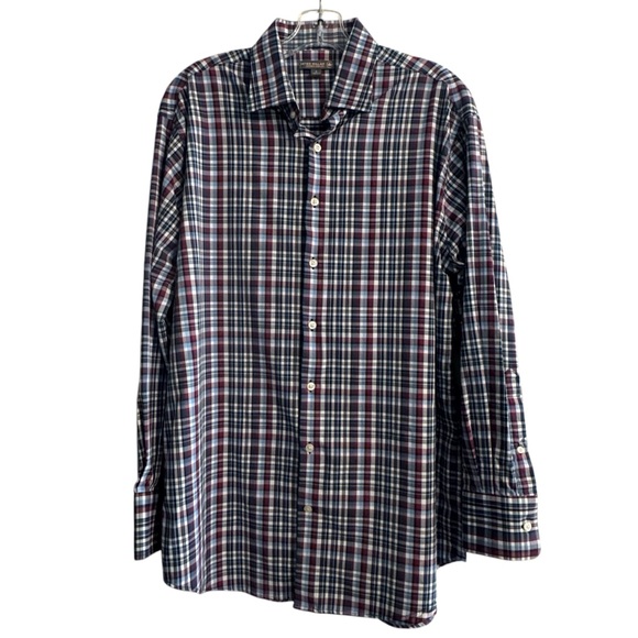 Peter Millar Summer Comfort Long Sleeve Checkered Plaid Lightweight Shirt sz L - Picture 2 of 4